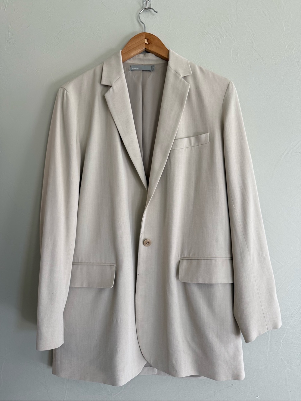 Vince Cream Longline Blazer Size 6 Single Button Minimalist